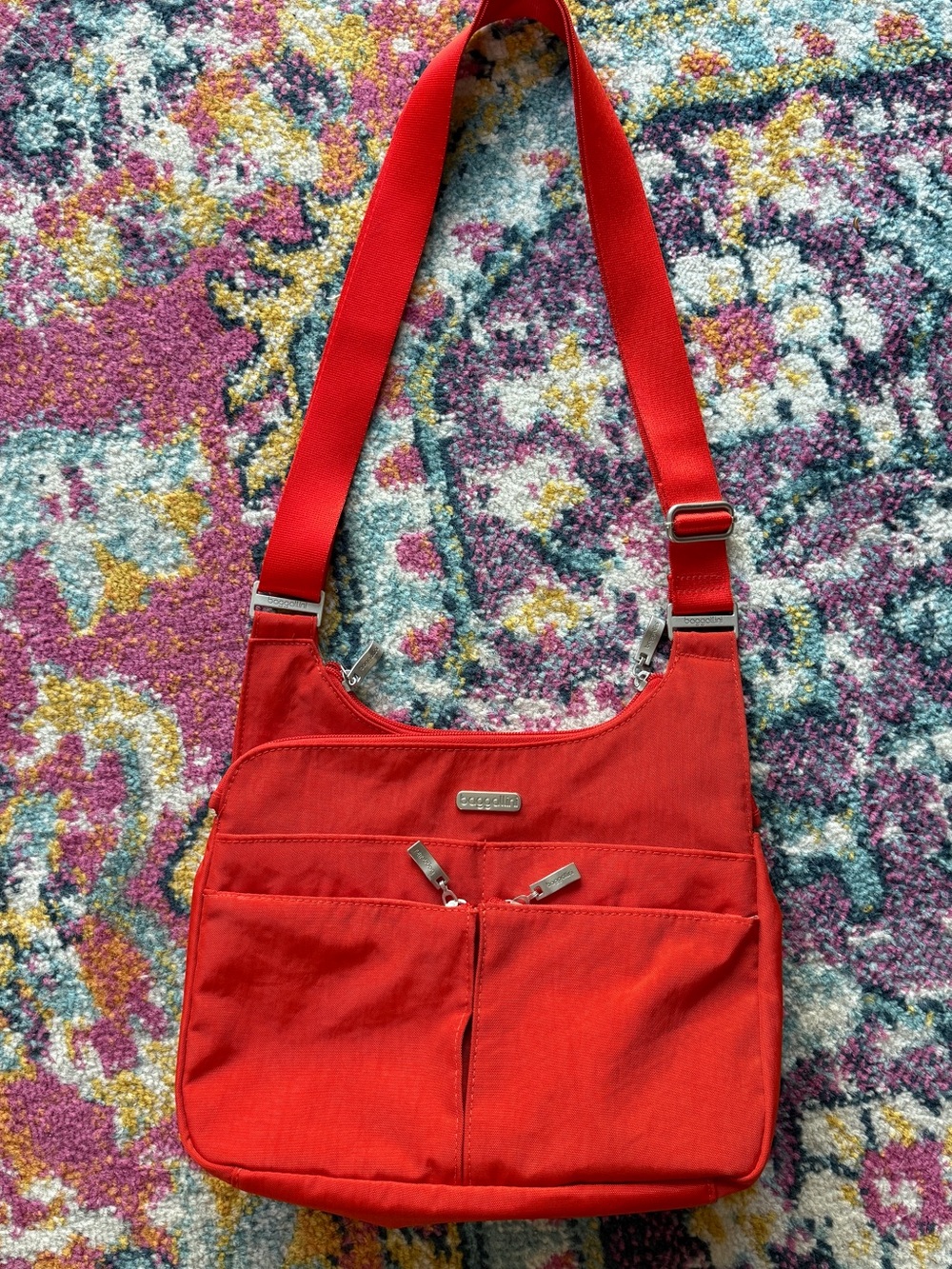 NEW! BAGGALLINI Legacy Cross Over Crossbody Purse / Bag - Vibrant Poppy Orange